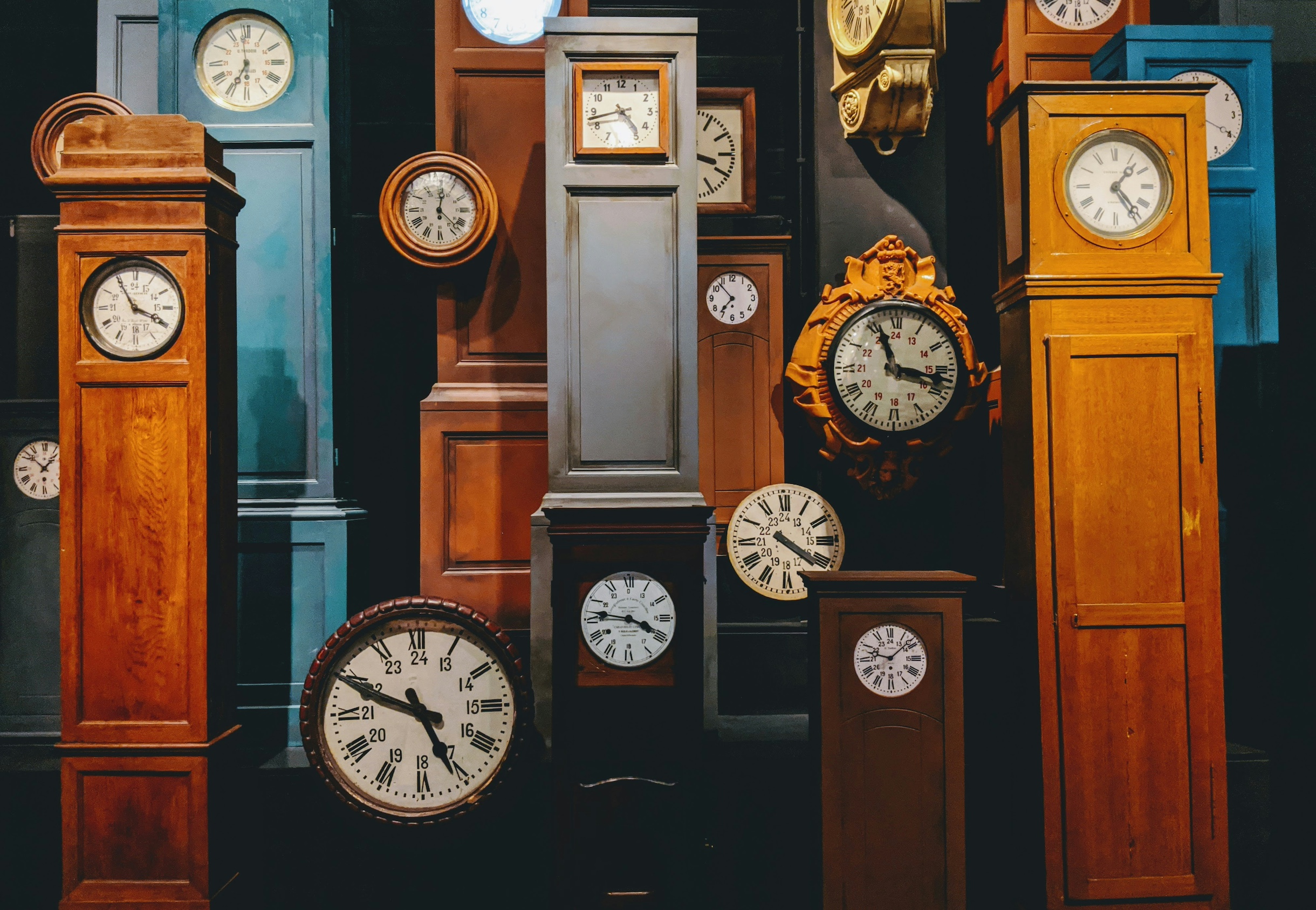 Clocks on a wall symbolizing time management